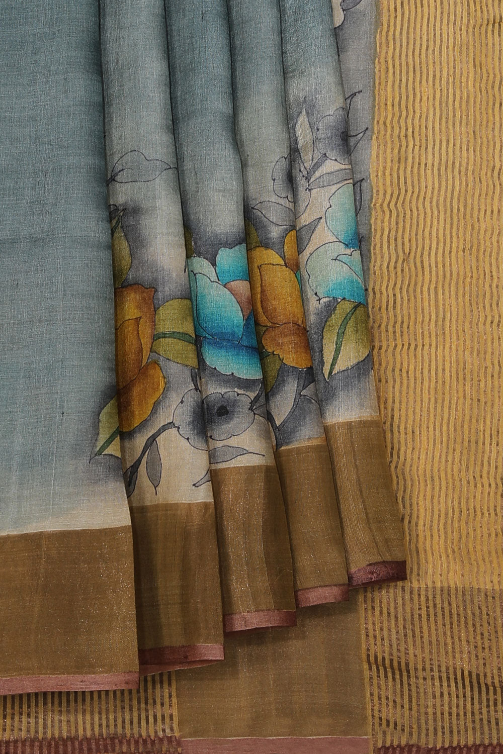 Collection of Tussar-Silk Printed Grey Saree in a gallery layout