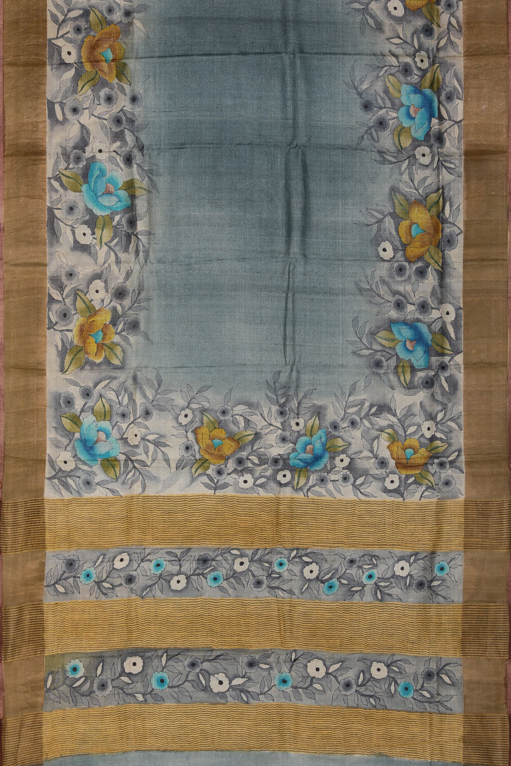 Collection of Tussar-Silk Printed Grey Saree in a gallery layout