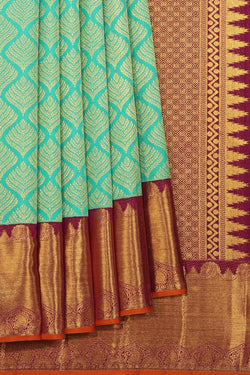 Collection of Very Pretty Brocade Sea Green Saree in a gallery layout