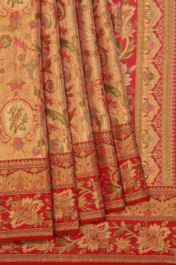 Collection of Kanchipattu Tissue Brocade Gold-Pink Saree in a gallery layout