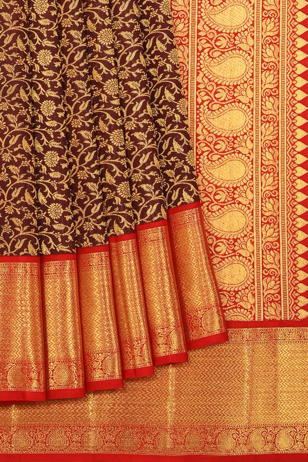 Collection of Kanchipattu Chocolate-Brown Saree in a gallery layout