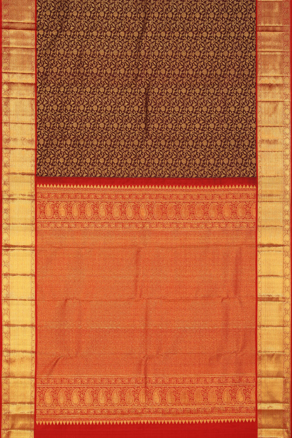 Image of Kanchipattu Chocolate-Brown Saree