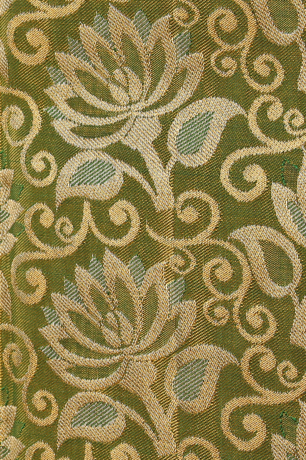 Collection of Kanchipattu Pavada Green Unstitched Set in a gallery layout