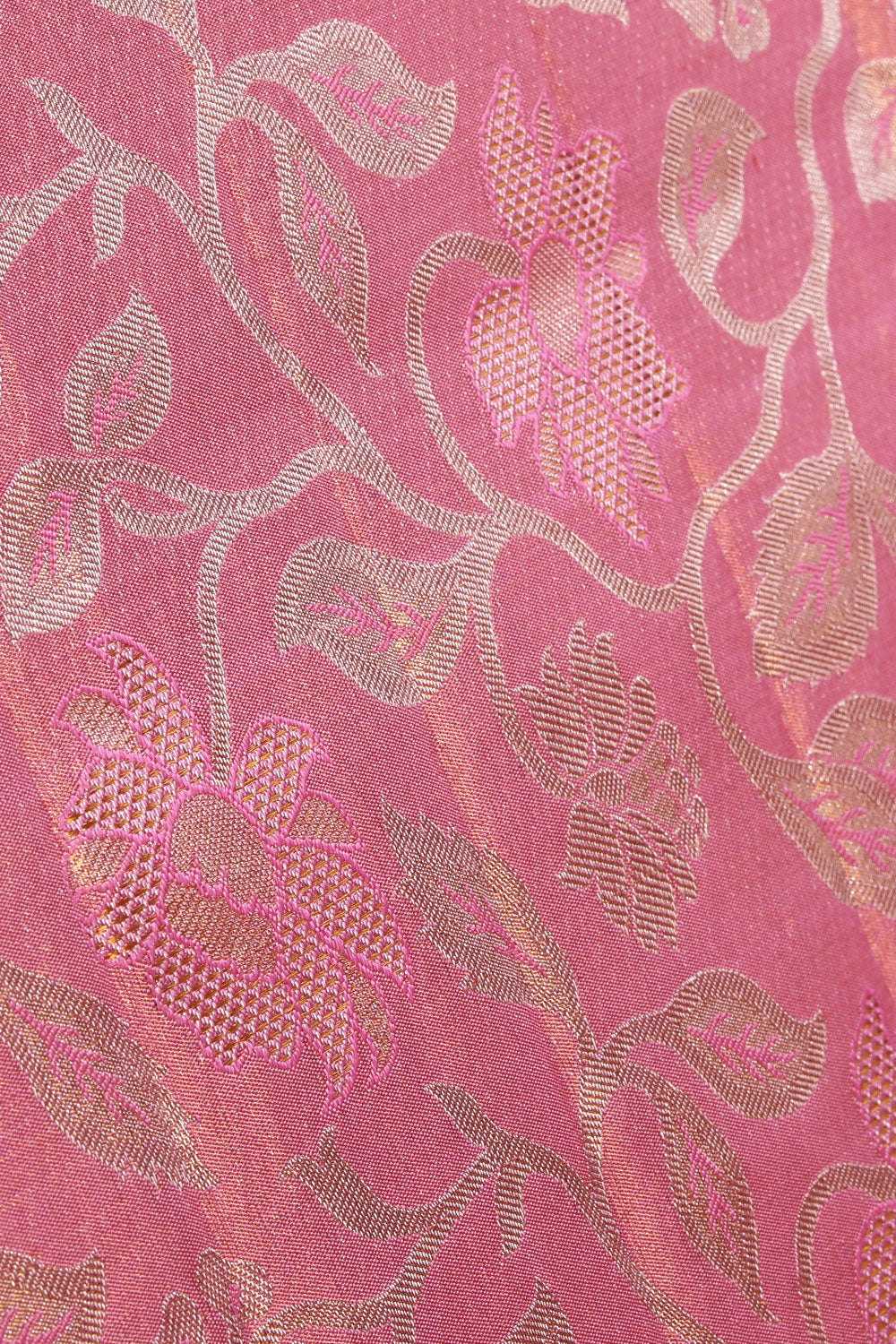 Collection of Kanchipattu Tissue Brocade Pink Saree in a gallery layout