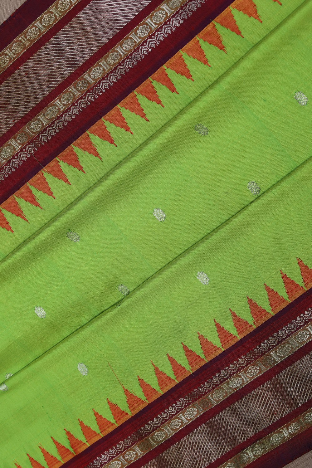 Image of Gadwal Silk Parrot Green Saree