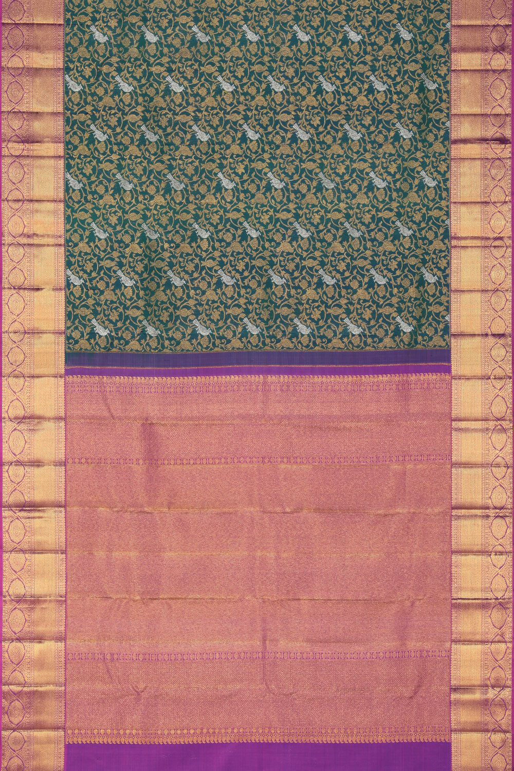 Collection of Kanchipattu Brocade Teal Green Saree in a gallery layout