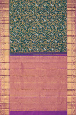 Collection of Kanchipattu Brocade Teal Green Saree in a gallery layout