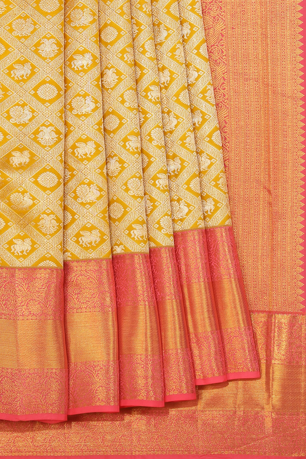 Kanchipattu Brocade Yellow Saree