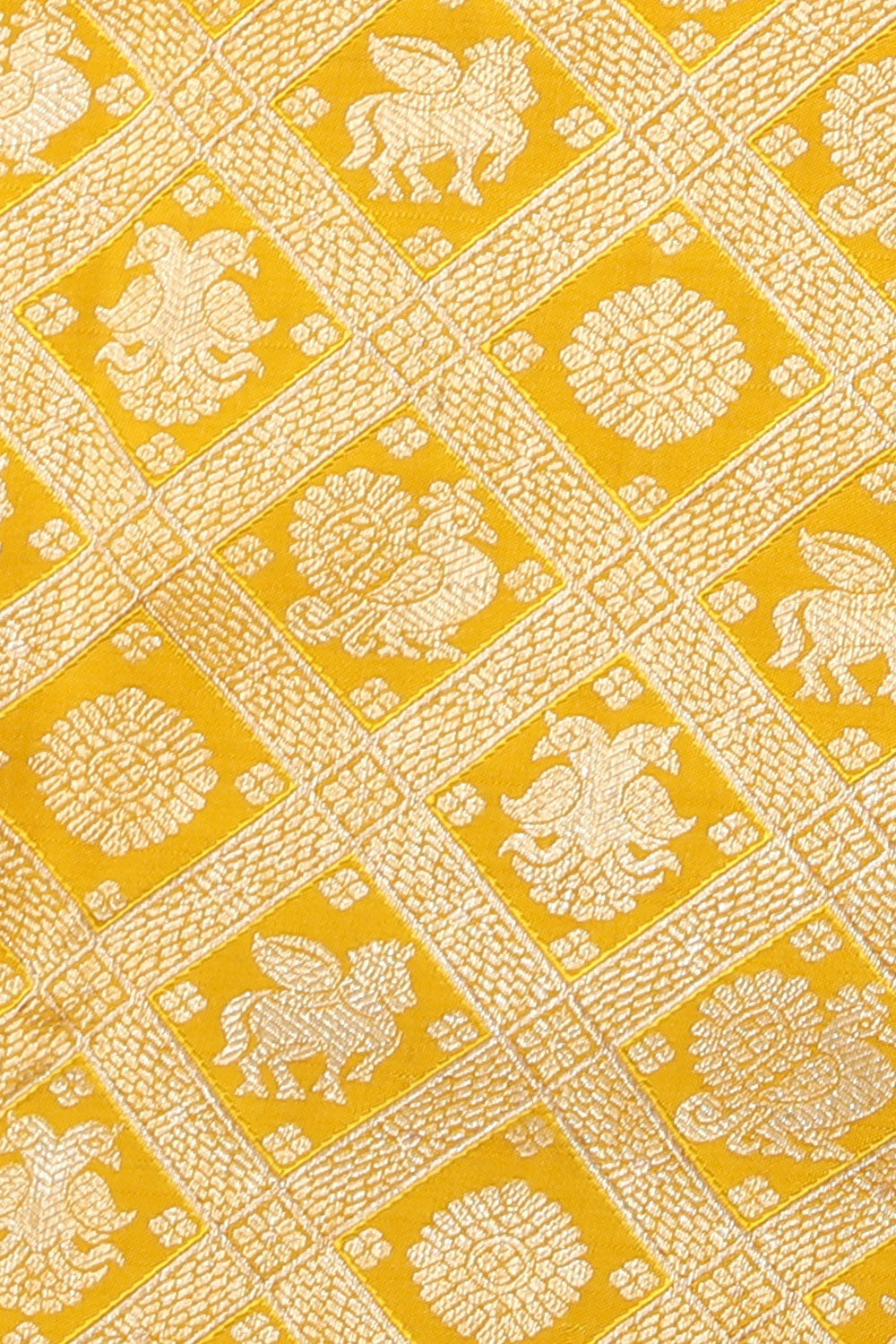 Collection of Kanchipattu Brocade Yellow Saree in a gallery layout