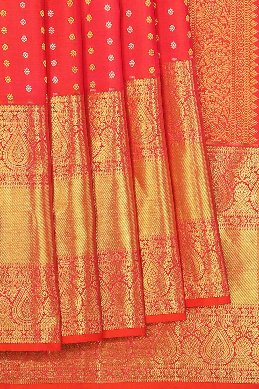 Collection of Very Pretty Coral-Red Saree in a gallery layout