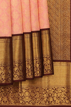 Collection of Kanchipattu Brocade Peach Saree in a gallery layout