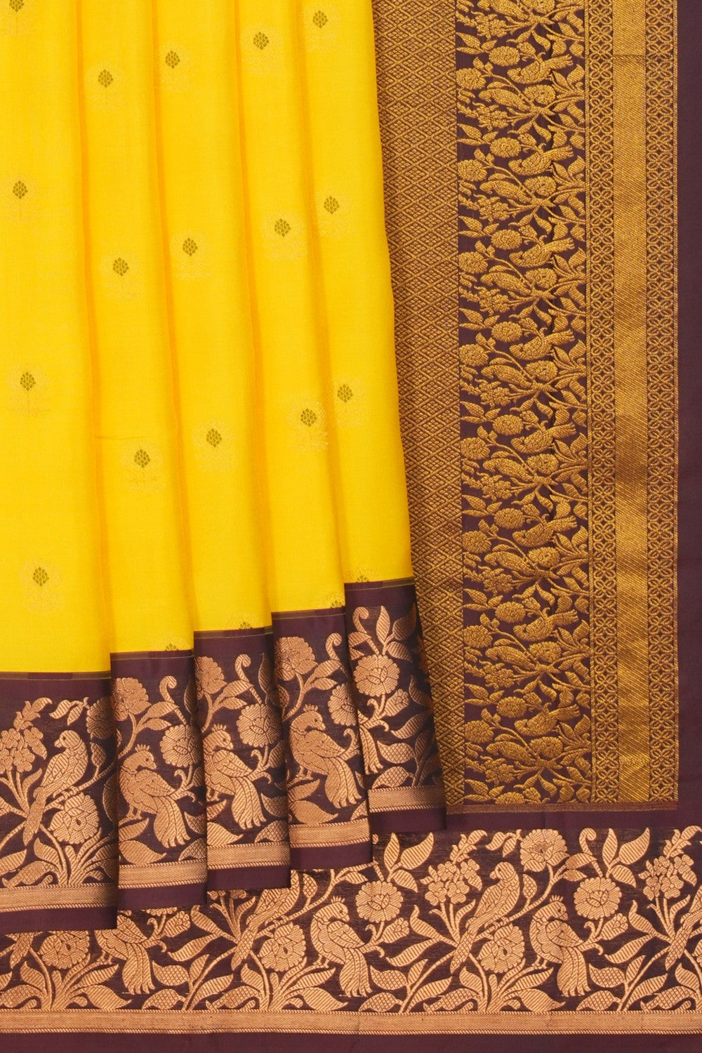 Image of Kanchipattu Yellow Saree