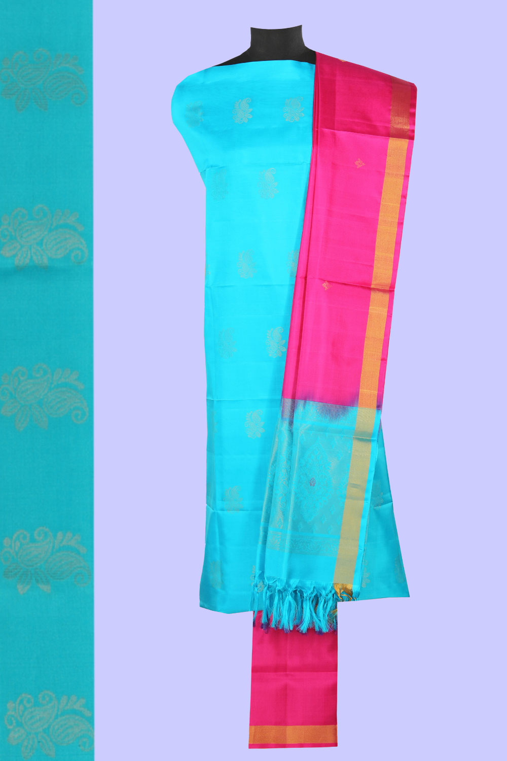 Collection of Simple Yet Elegant Silk Unstitched Suit With Dupatta (3 Pcs Set) in a gallery layout