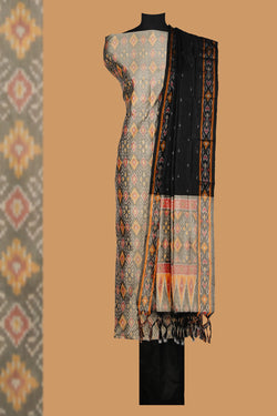 Collection of Pochampally Ikat Silk Unstitched Suit With Dupatta (3 Pcs Set) in a gallery layout