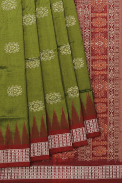 Collection of Sambalpuri Silk Green Saree in a gallery layout