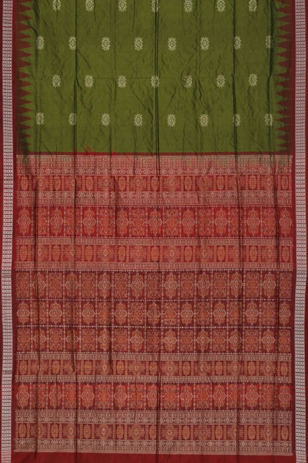 Collection of Sambalpuri Silk Green Saree in a gallery layout