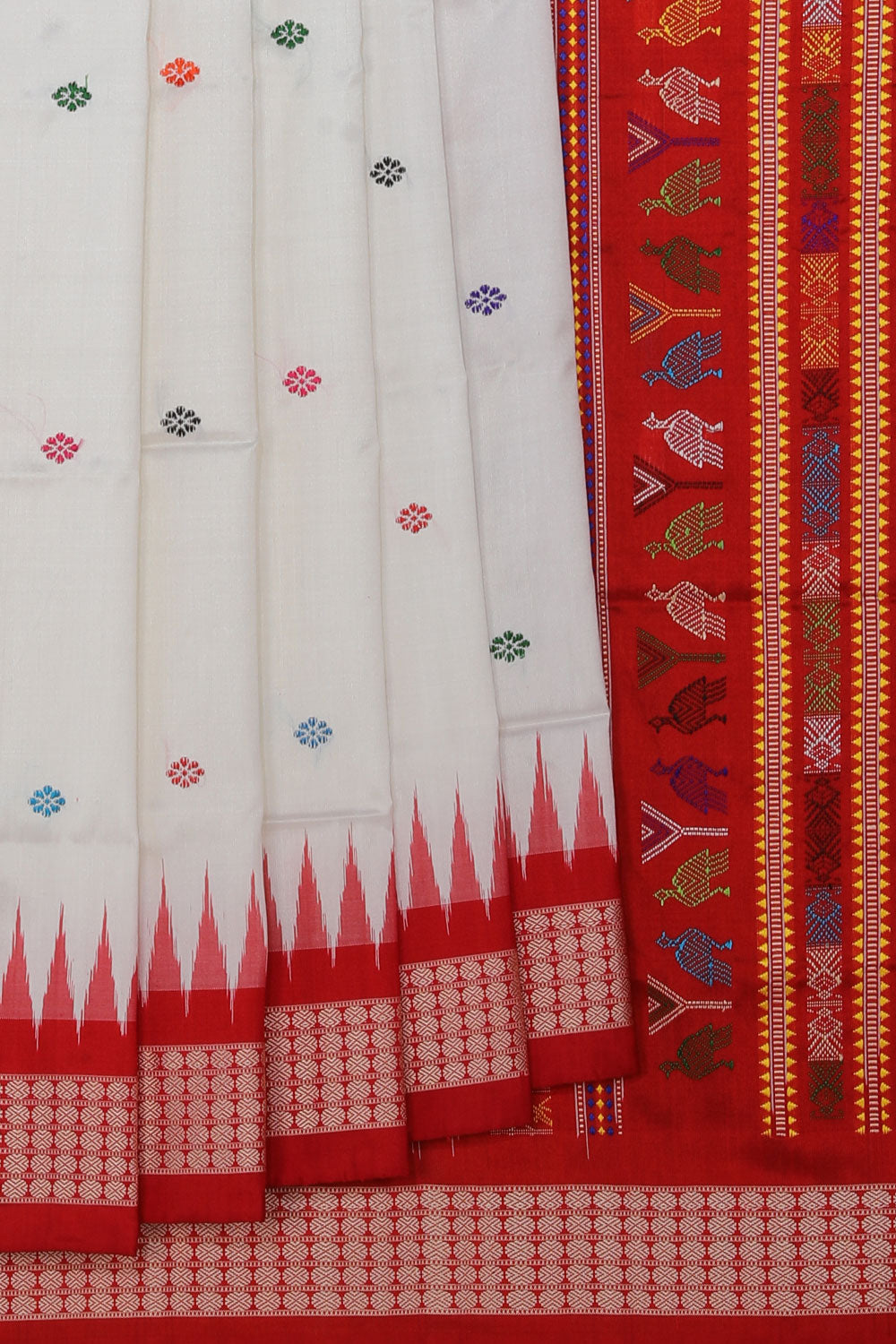 Collection of Sambalpuri Silk White Saree in a gallery layout