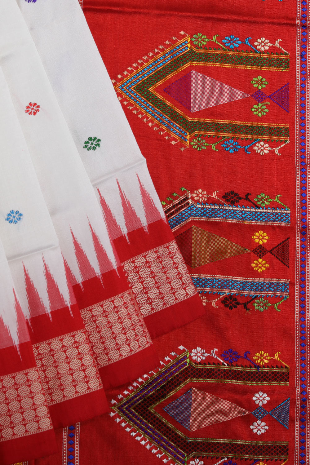 Collection of Sambalpuri Silk White Saree in a gallery layout