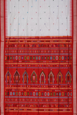 Collection of Sambalpuri Silk White Saree in a gallery layout