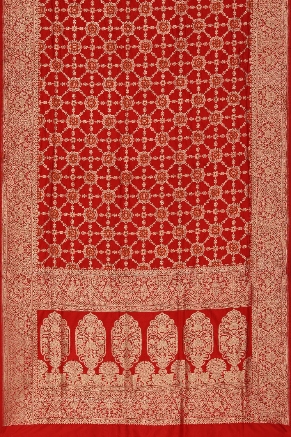 Image of Banarasi Silk Red Saree