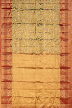 Collection of Kanchipattu Gold/Green Saree in a gallery layout