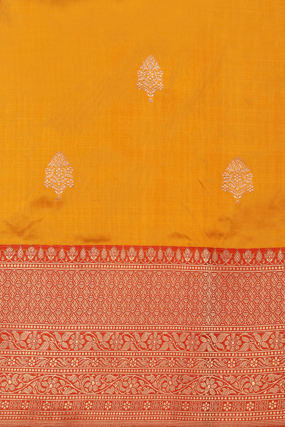 Collection of Banarasi Silk Mustard Saree in a gallery layout