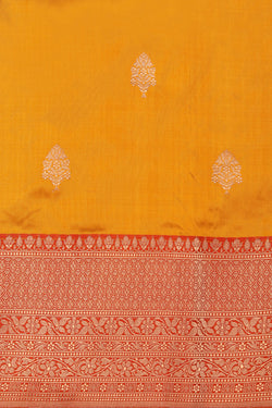 Collection of Banarasi Silk Mustard Saree in a gallery layout