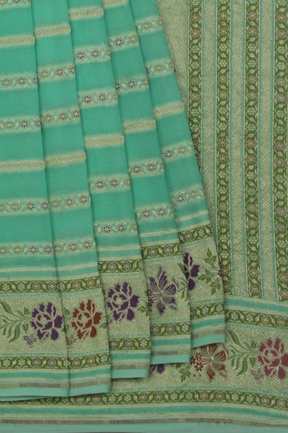 Collection of Banarasi Chiffon Sea Green Saree in a gallery layout