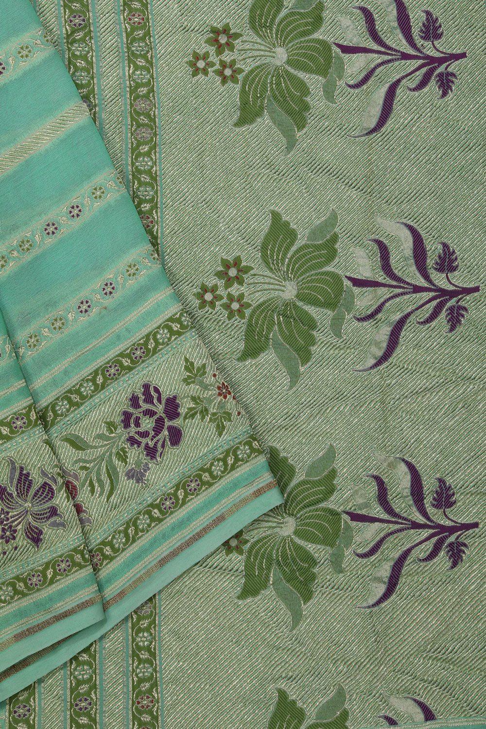 Collection of Banarasi Chiffon Sea Green Saree in a gallery layout