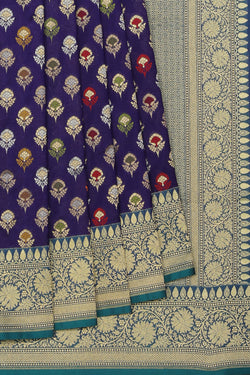 Collection of Banarasi Silk Violet Saree in a gallery layout