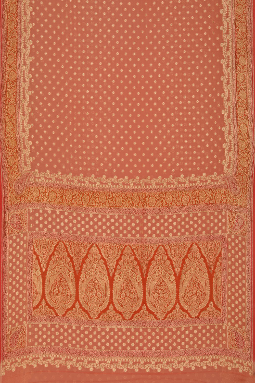 Collection of Banarasi Georgette Peach Saree in a gallery layout