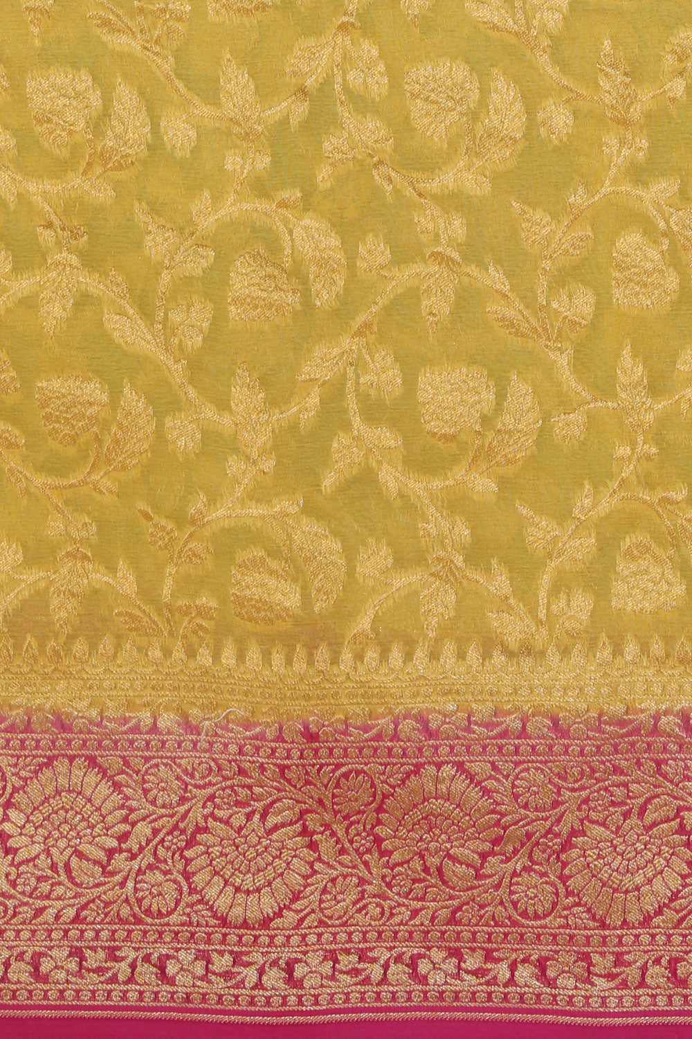 Collection of Banarasi Georgette Yellow Saree in a gallery layout