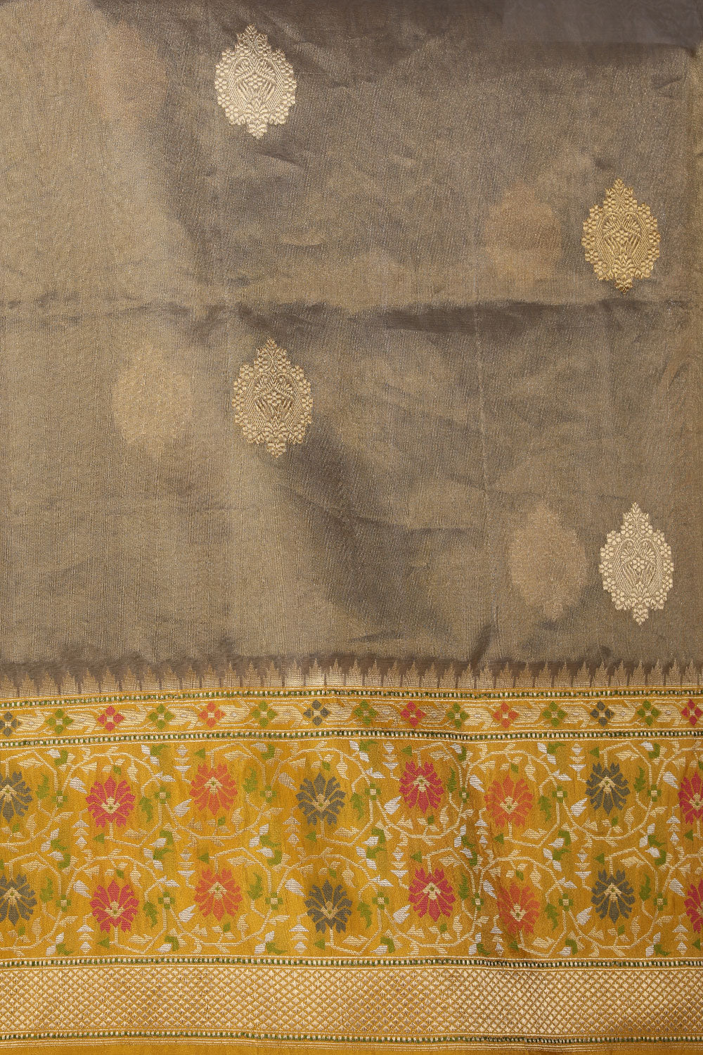 Image of Banarasi Silk Silver-Grey Saree
