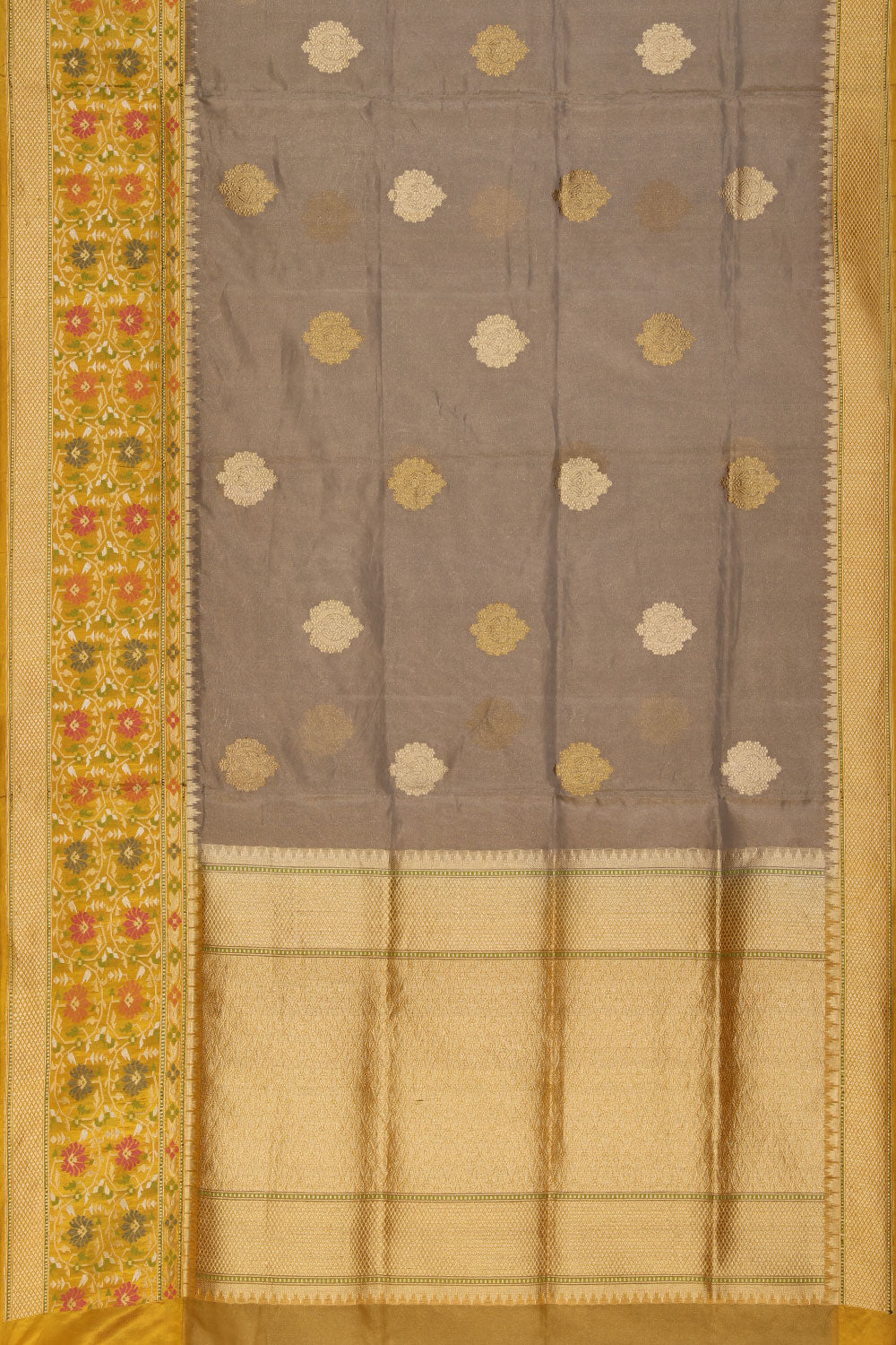 Image of Banarasi Silk Silver-Grey Saree