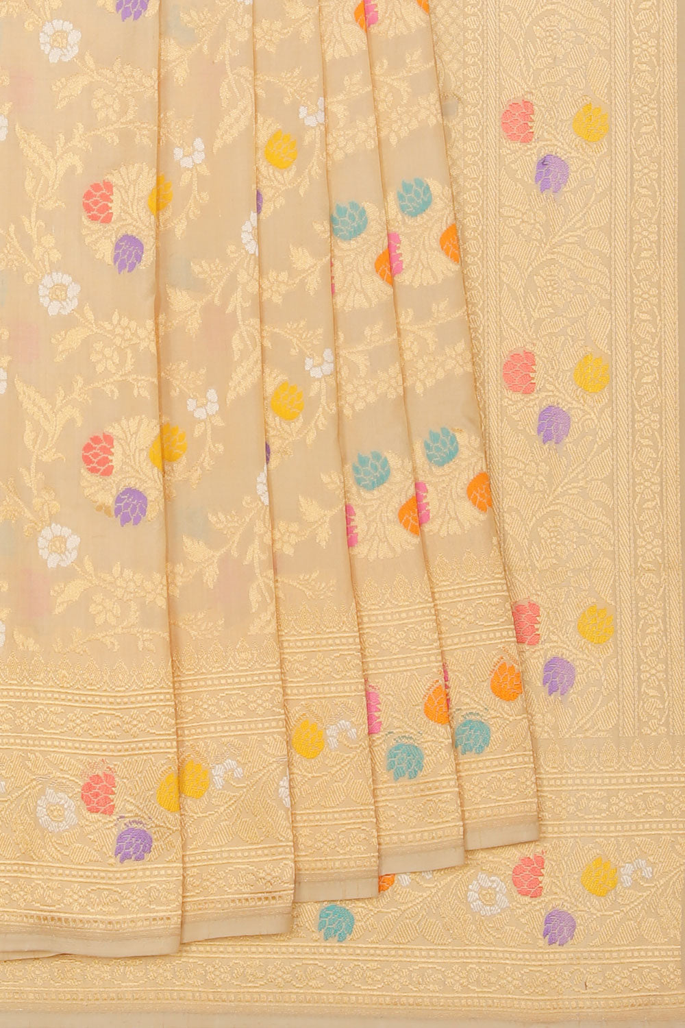 Collection of Banarasi Silk Ivory Cream Saree in a gallery layout