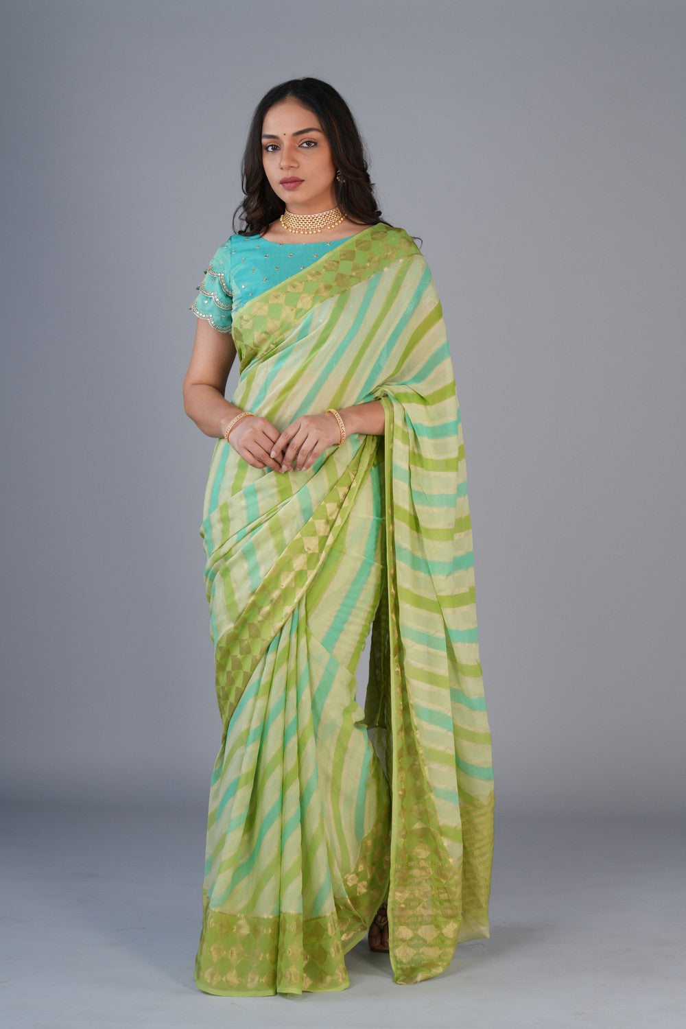 Image of Chiffon Pastel Green Saree