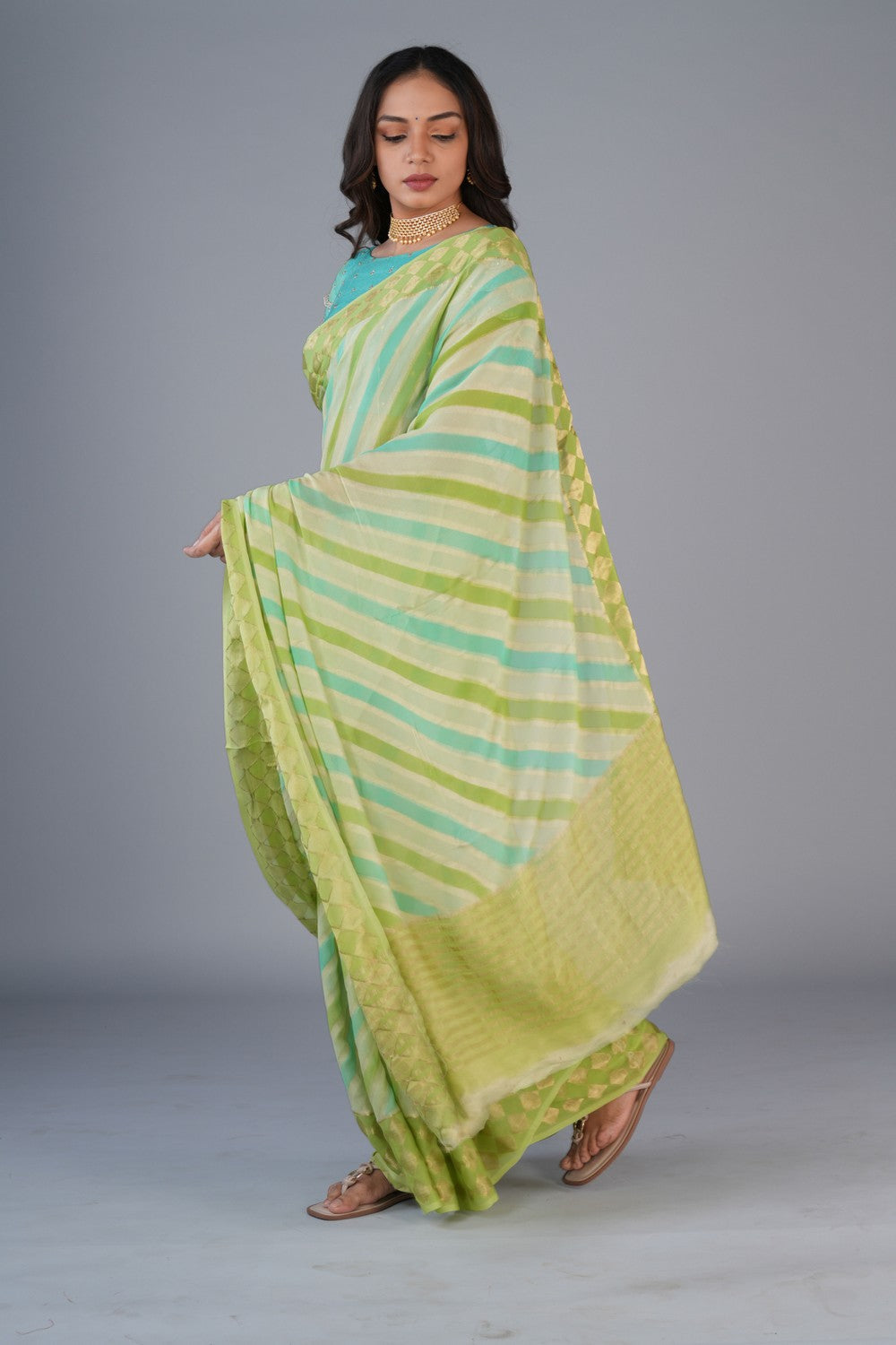 Image of Chiffon Pastel Green Saree