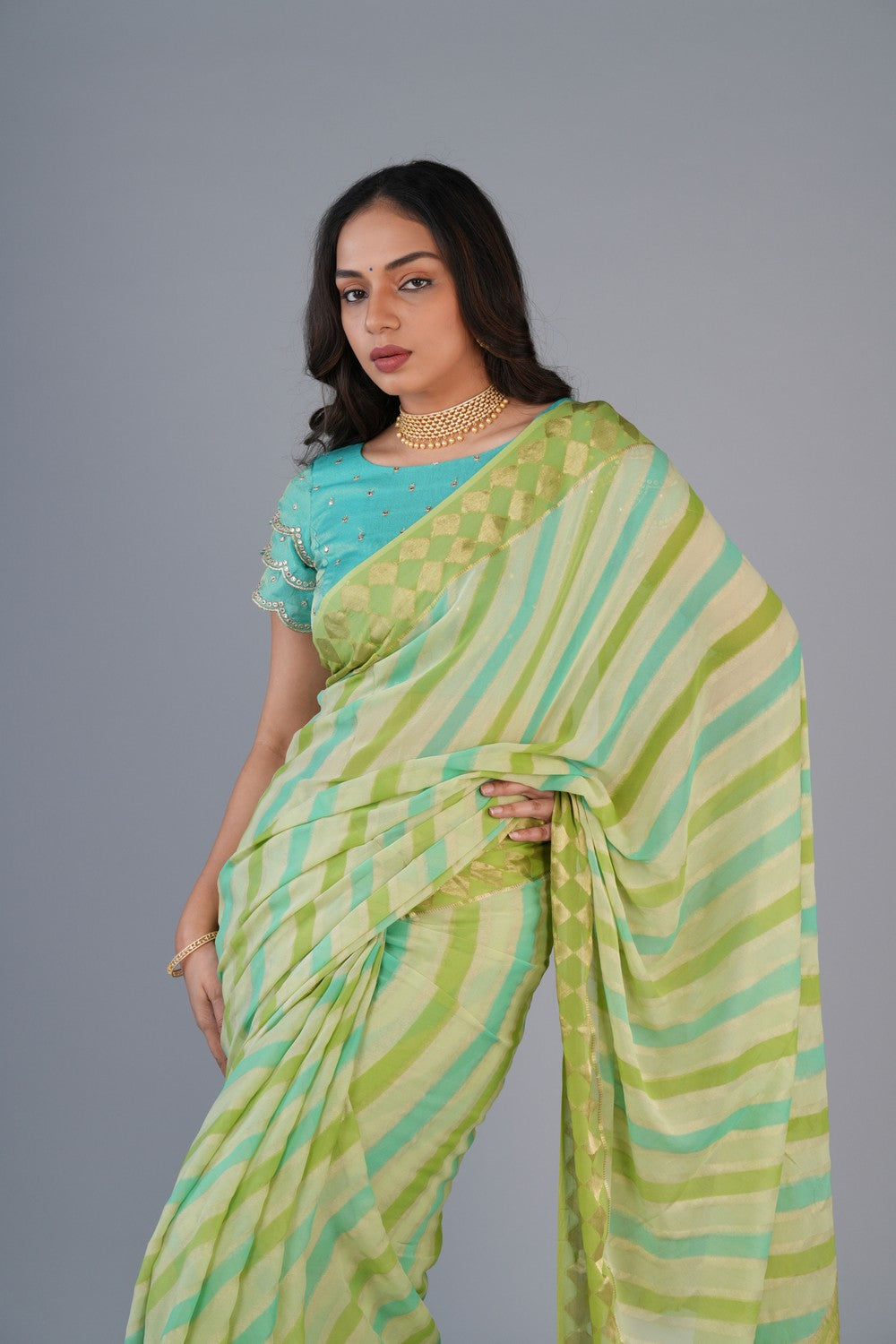 Image of Chiffon Pastel Green Saree