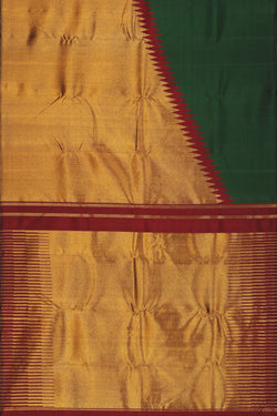 Collection of Simple Yet Classy Arani Silk Bottle Green Saree in a gallery layout