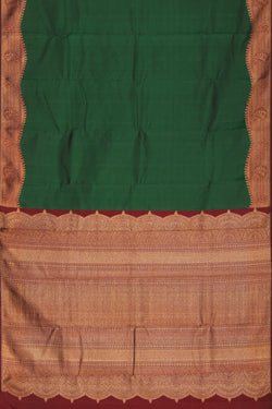 Collection of Simple Yet Elegant Arani Silk Bottle Green Saree in a gallery layout