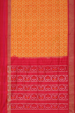 Collection of Pochampally Ikat Silk Yellow Saree in a gallery layout