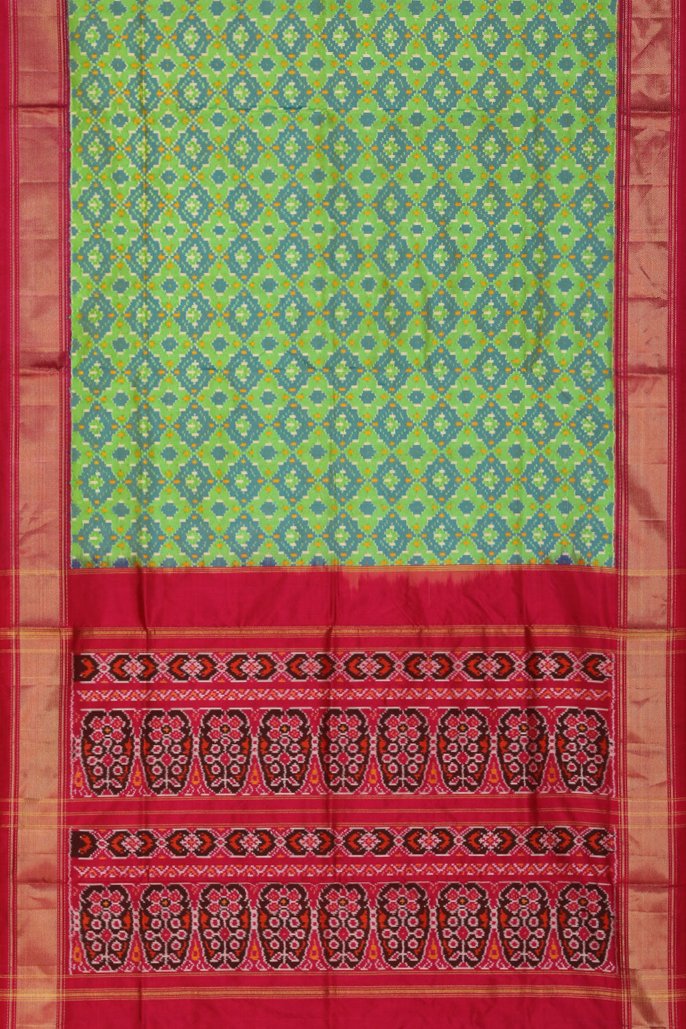 Pochampally Ikat Silk Green Saree