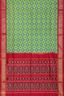 Image of Pochampally Ikat Silk Green Saree