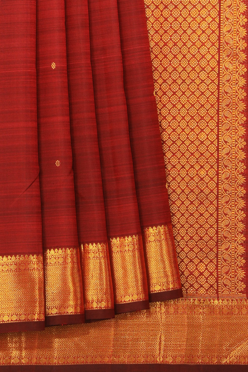 Collection of Arani Silk Maroon Saree in a gallery layout