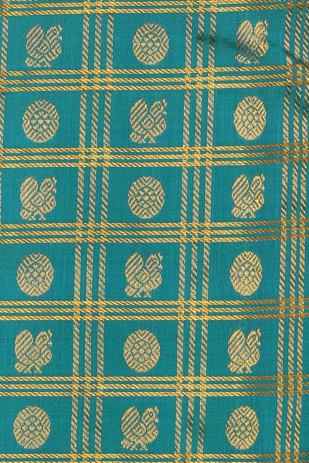 Collection of Arani Silk Teal Green Saree in a gallery layout