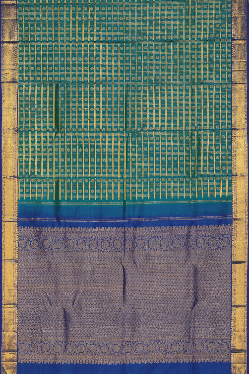 Collection of Arani Silk Teal Green Saree in a gallery layout