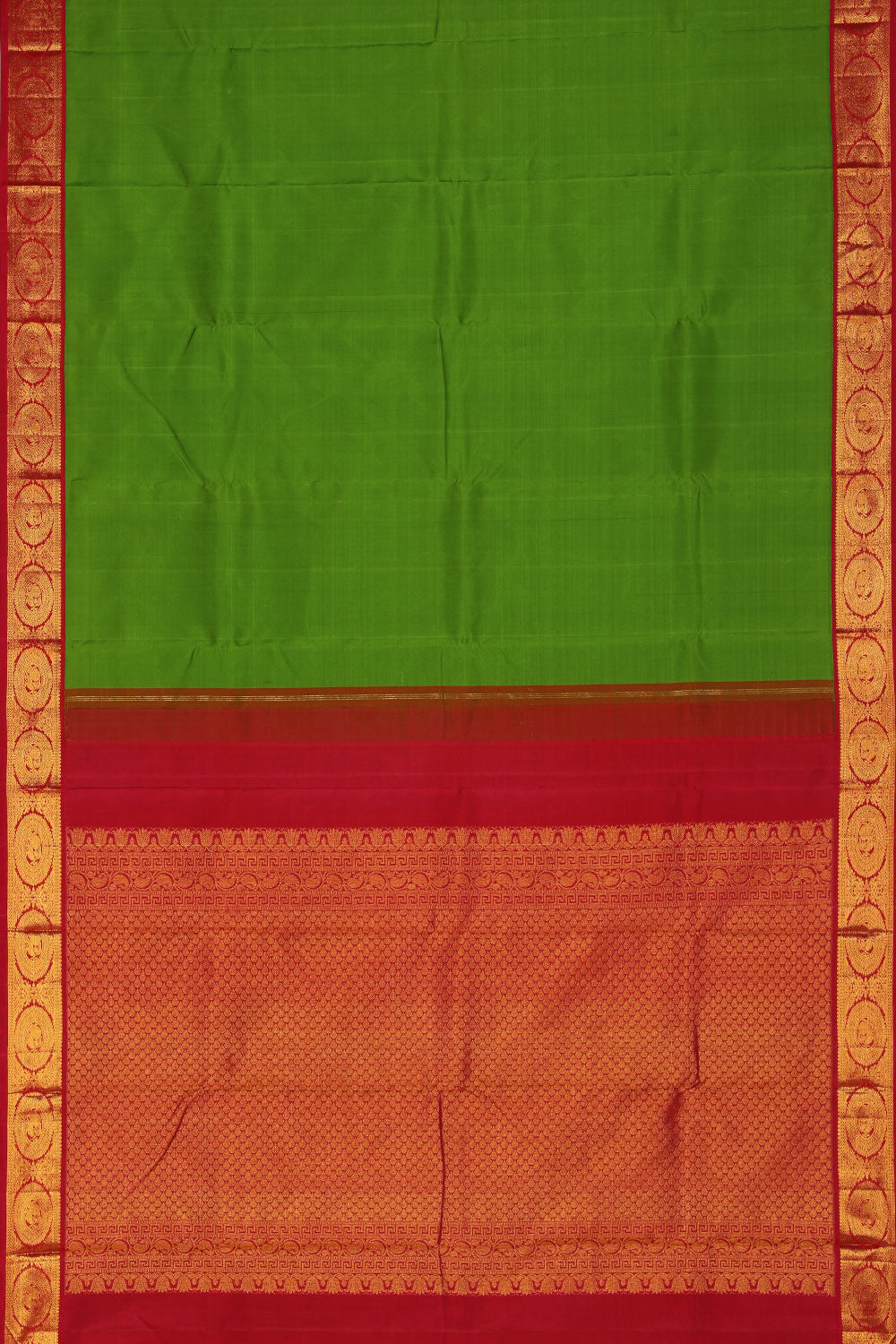 Collection of Arani Silk Green Saree in a gallery layout