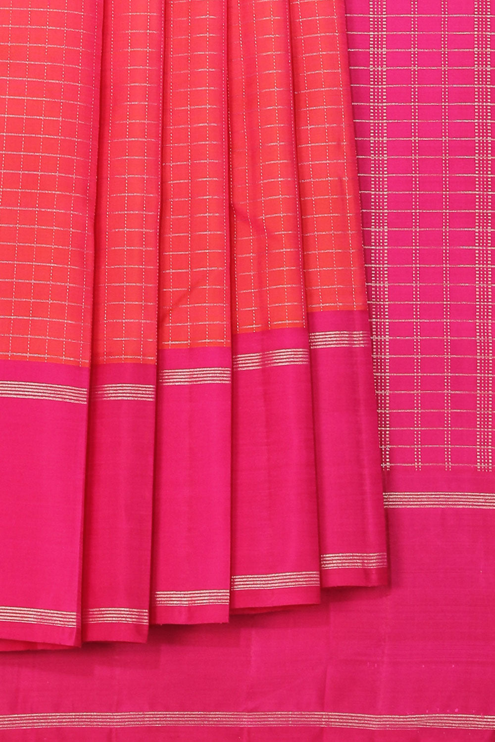 Collection of Arani Silk Fuchsia-Pink Saree in a gallery layout