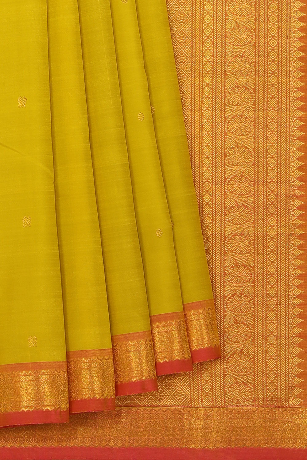 Collection of Arani Silk Spring Green Saree in a gallery layout