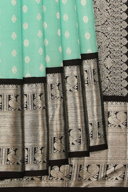 Collection of Arani Silk Turquoise Green Saree in a gallery layout